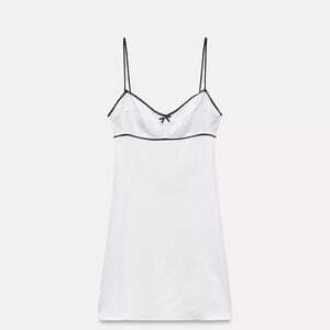 Zara White Slip Dress with Black Accents